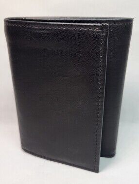 Buxton Black Leather Tri-Fold WALLET Three Fold w/ Insert Style 58980 NEW NOS